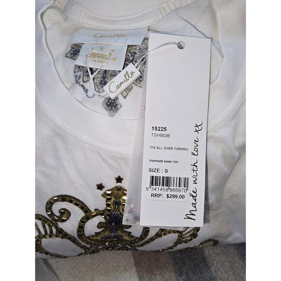 Camilla oversize rhinestone band tee "Its all over torero". S NWT - Picture 6 of 7